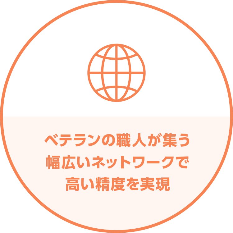 ベテランの職人が集う幅広いネットワークで高い精度を実現